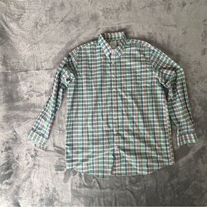 L.L. Bean Men's XL Tall Blue Green Red Check Button Down Shirt Long Sleeve